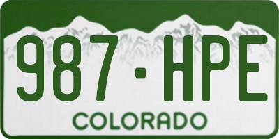 CO license plate 987HPE