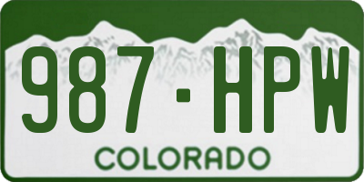 CO license plate 987HPW