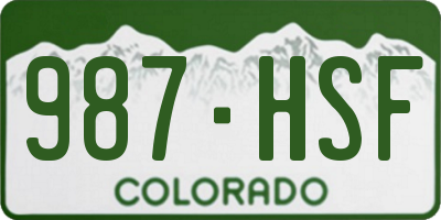 CO license plate 987HSF