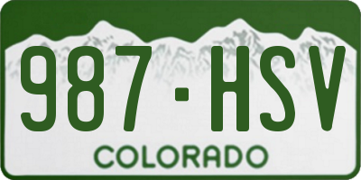 CO license plate 987HSV