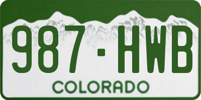 CO license plate 987HWB