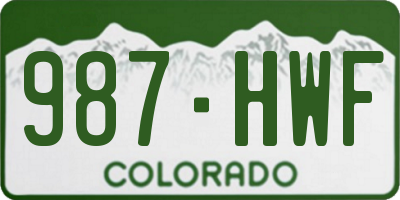 CO license plate 987HWF