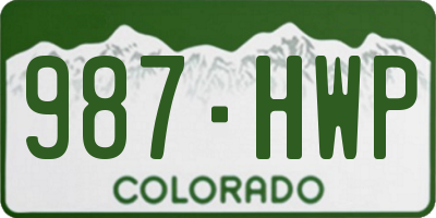 CO license plate 987HWP