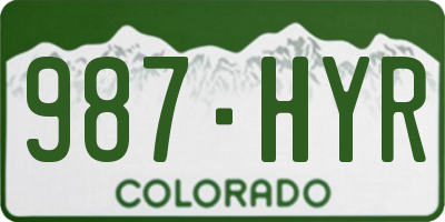 CO license plate 987HYR