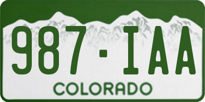 CO license plate 987IAA