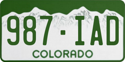 CO license plate 987IAD