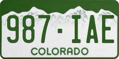 CO license plate 987IAE