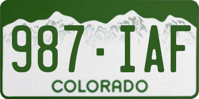 CO license plate 987IAF
