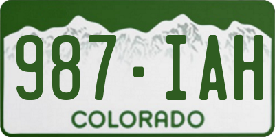 CO license plate 987IAH