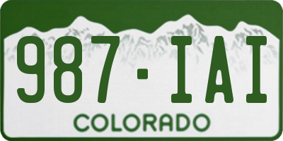 CO license plate 987IAI