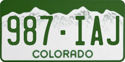 CO license plate 987IAJ
