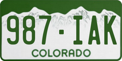 CO license plate 987IAK