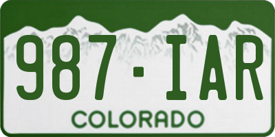CO license plate 987IAR