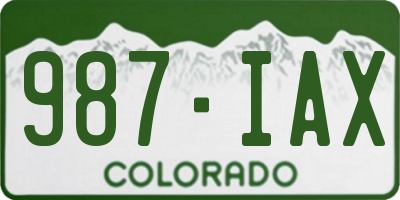 CO license plate 987IAX