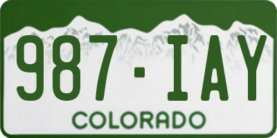 CO license plate 987IAY