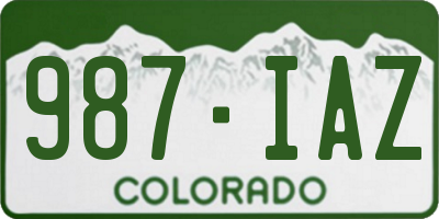 CO license plate 987IAZ