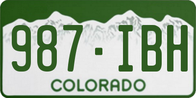 CO license plate 987IBH