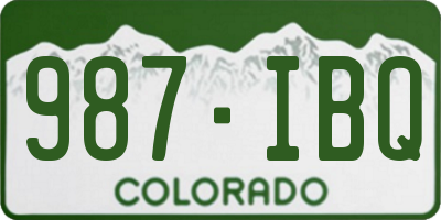 CO license plate 987IBQ