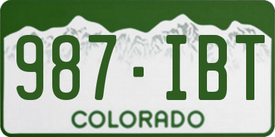 CO license plate 987IBT
