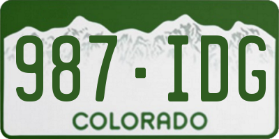 CO license plate 987IDG