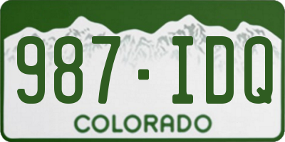 CO license plate 987IDQ