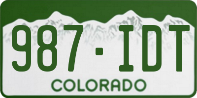 CO license plate 987IDT