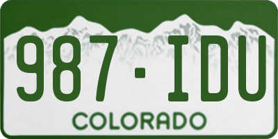 CO license plate 987IDU