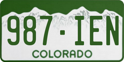CO license plate 987IEN