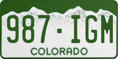 CO license plate 987IGM
