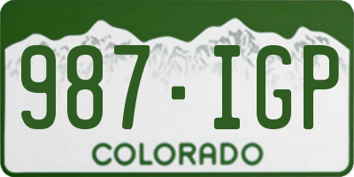 CO license plate 987IGP
