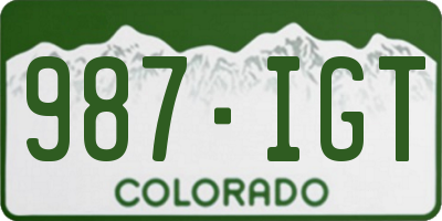 CO license plate 987IGT