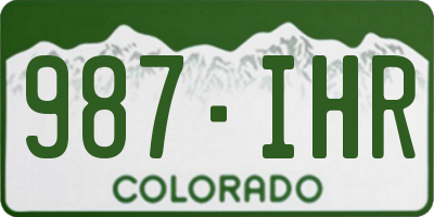 CO license plate 987IHR