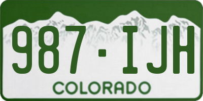CO license plate 987IJH