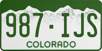 CO license plate 987IJS
