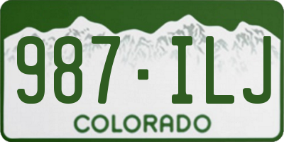 CO license plate 987ILJ
