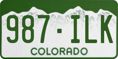 CO license plate 987ILK