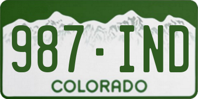 CO license plate 987IND