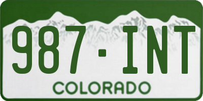 CO license plate 987INT