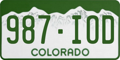 CO license plate 987IOD