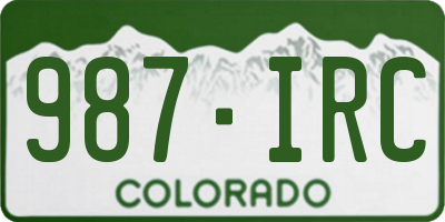 CO license plate 987IRC