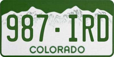 CO license plate 987IRD