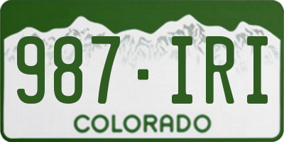 CO license plate 987IRI