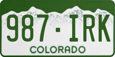 CO license plate 987IRK