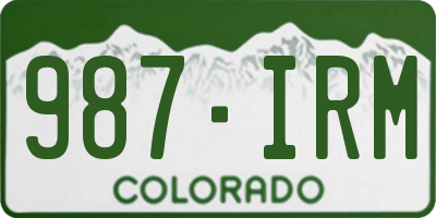 CO license plate 987IRM
