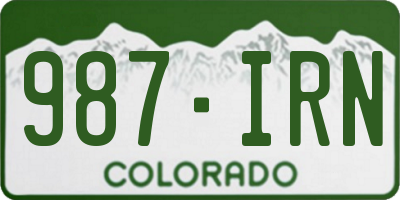 CO license plate 987IRN