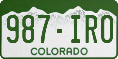 CO license plate 987IRO