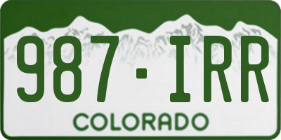 CO license plate 987IRR
