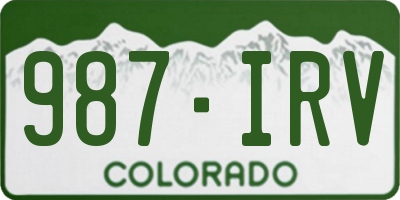 CO license plate 987IRV