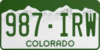 CO license plate 987IRW