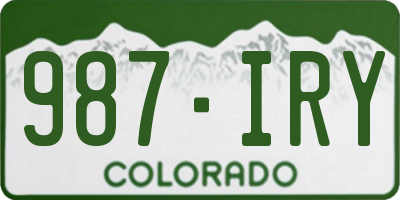 CO license plate 987IRY